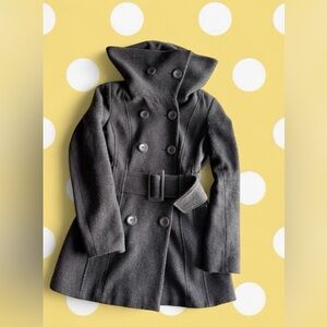 Smart Set Black Double-Breasted Peacoat with Belted Waist